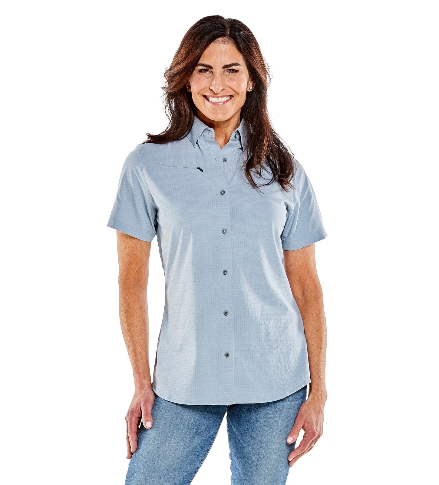 Naturalist Men's Short Sleeve Button Up Shirt, Blue Mist / L